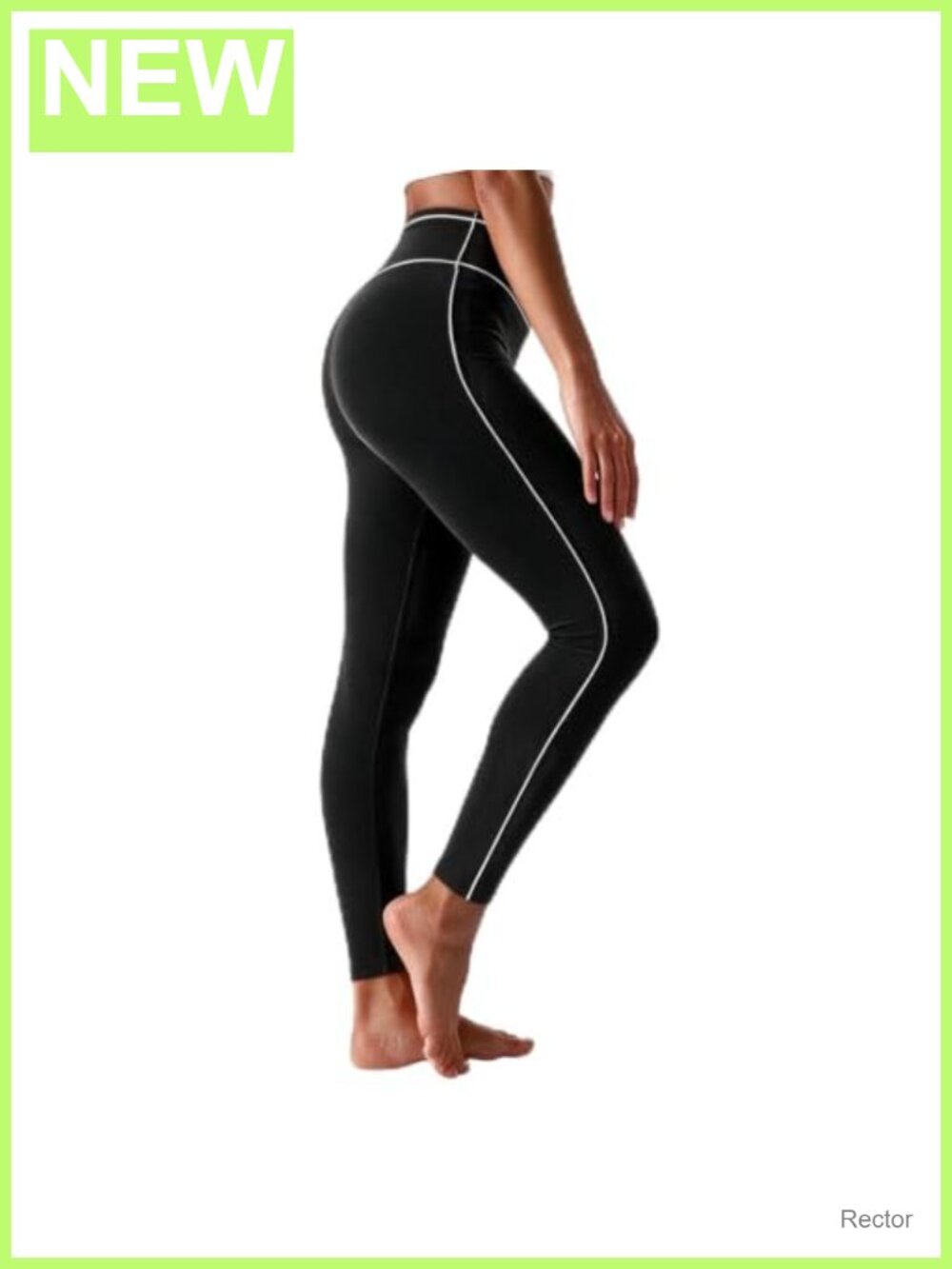 High Waist Yoga Leggings No Front Seam Contrast Piping Tummy Control Workout
